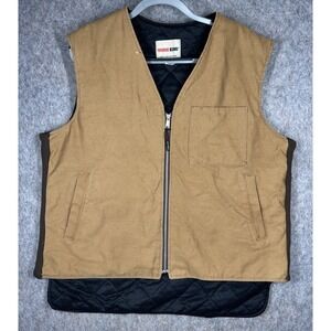 Work King Canvas Work Vest Tan Quilted Lined Made in Canada Brown XL Vintage